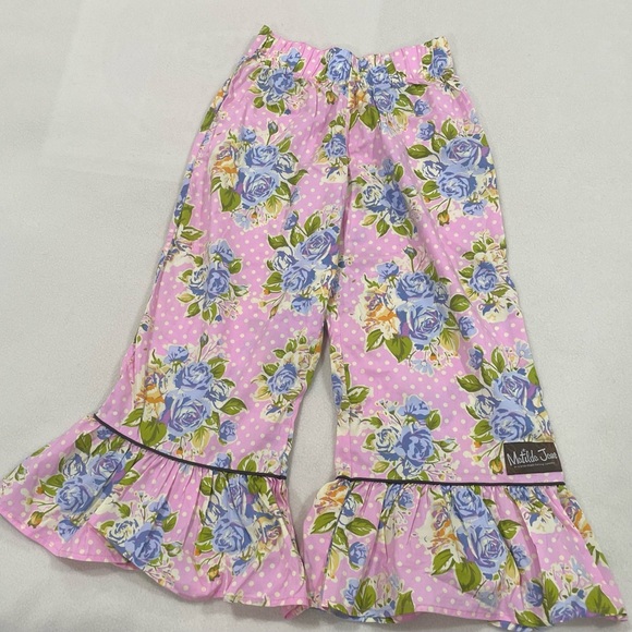 Matilda Jane Maple Sugar Big Ruffles Good Hart Pants EUC Girls Size 8 - Picture 1 of 2